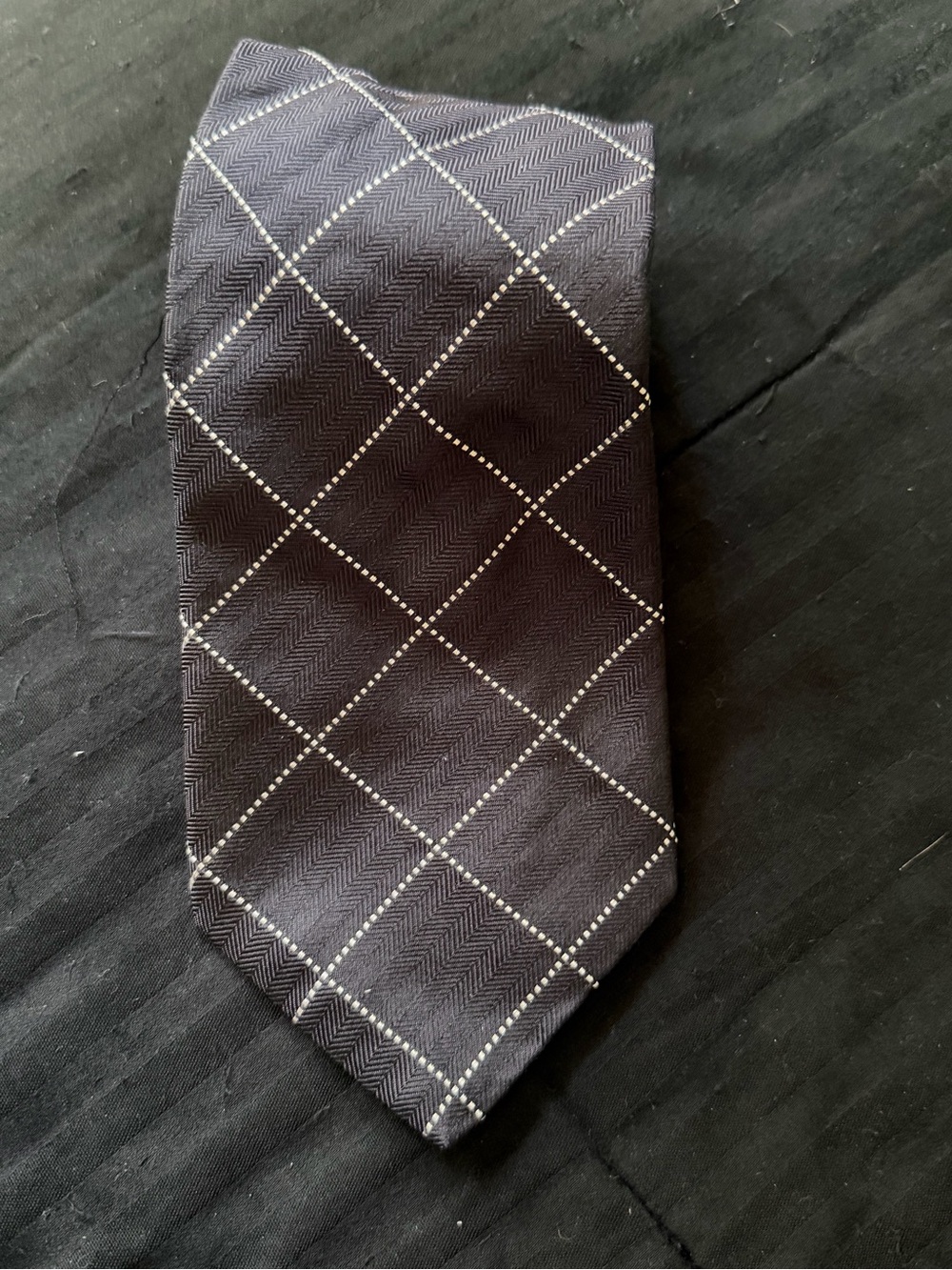 Hunt Club Black Windowpane Check Tie with White Dots
